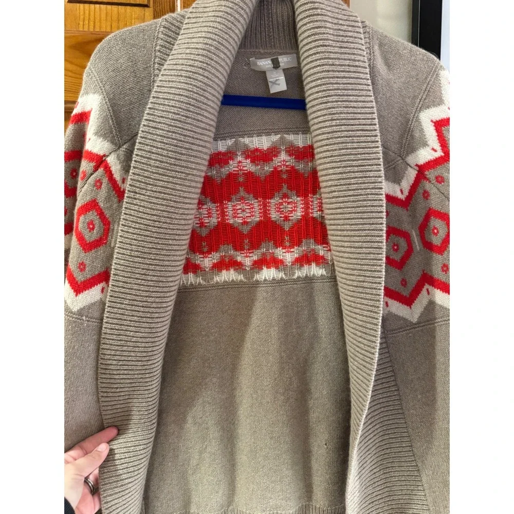 Banana Republic Womens Small‎ 100% Cashmere Fair Isle Shawl Cardigan Sweater